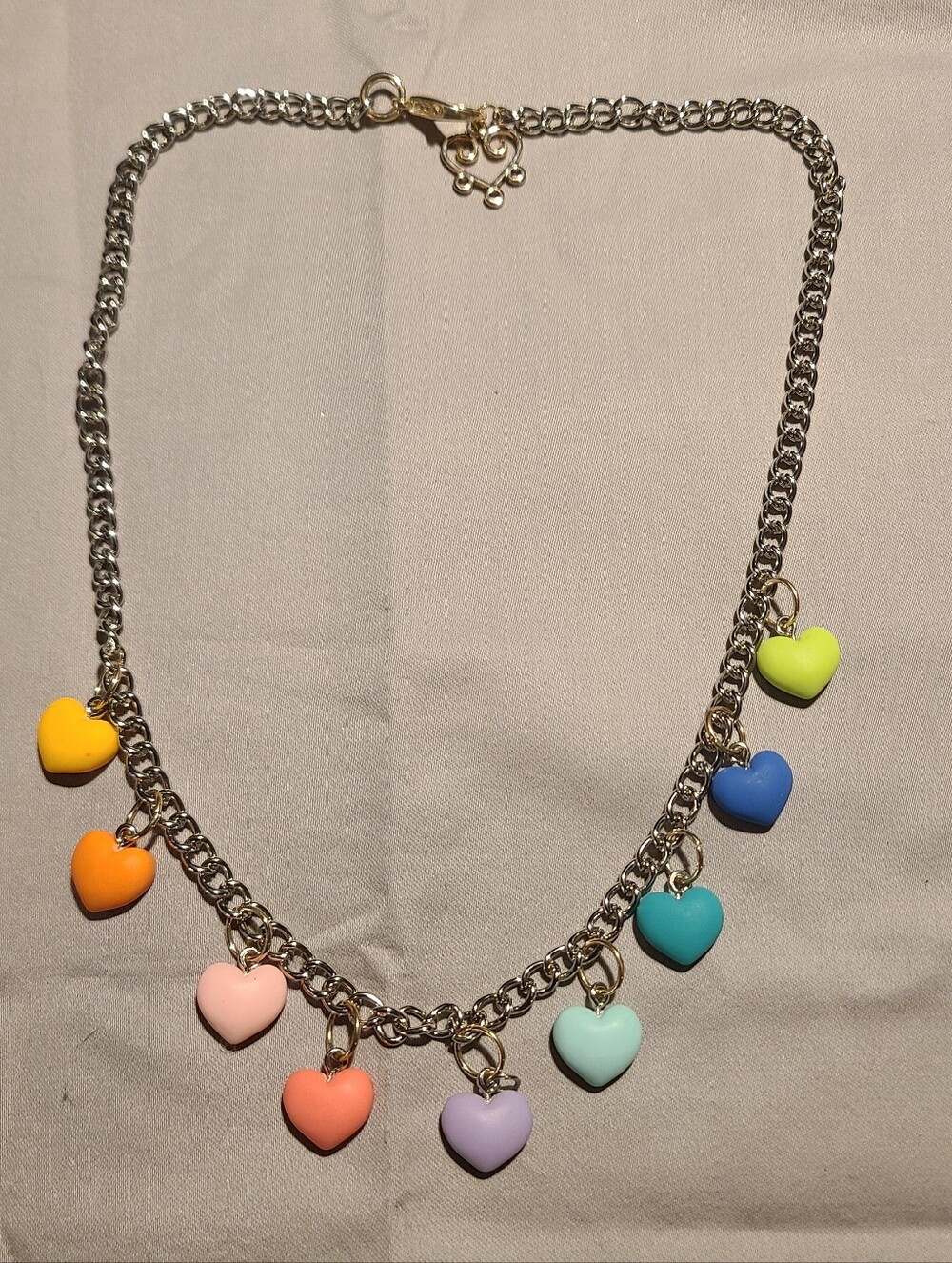 Colorful Heart Charm Chain Necklace - Multicolor